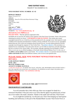 Sergeant's Major/Warrant Officer's Newsletter