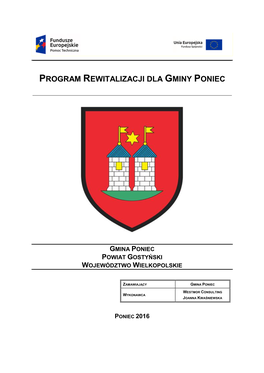 Program Rewitalizacji Dla Gminy Poniec