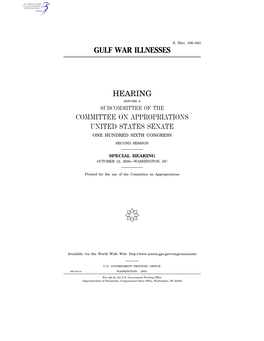 Gulf War Illnesses Hearing Committee On