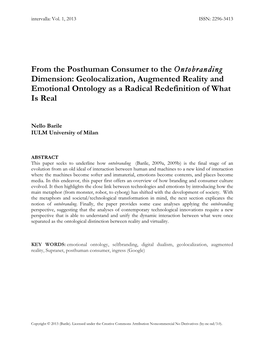 Geolocalization, Augmented Reality and Emotional Ontology As a Radical Redefinition of What Is Real