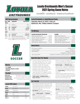 Loyola Greyhounds Men's Soccer 2021 Spring Game Notes