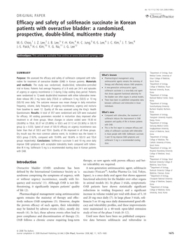 Efficacy and Safety of Solifenacin Succinate in Korean