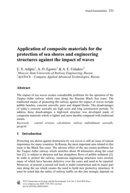 Application of Composite Materials for the Protection of Sea Shores and Engineering Structures Against the Impact of Waves