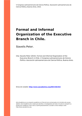 Formal and Informal Organization of the Executive Branch in Chile