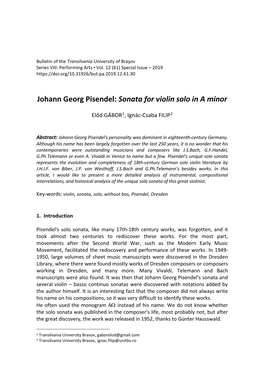 Johann Georg Pisendel: Sonata for Violin Solo in a Minor