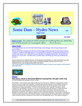 Some Dam – Hydro News