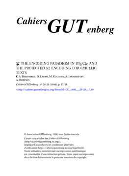 The Encoding Paradigm in Latex2e and the Projected X2 Encoding for Cyrillic Texts