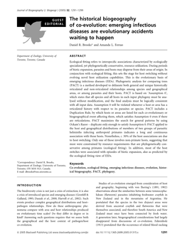 The Historical Biogeography of Co-Evolution: Emerging Infectious