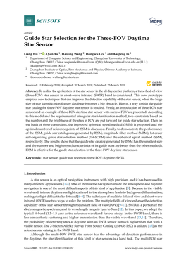 Guide Star Selection for the Three-FOV Daytime Star Sensor