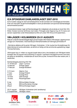 Ica Sponsrar Damlandslaget 2007-2010 Vm-Läger I