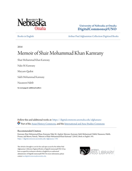 Memoir of Shair Mohammad Khan Kamrany Shair Mohammad Khan Kamrany