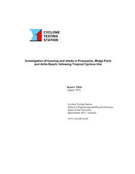 Investigation of Housing and Sheds in Proserpine, Midge Point and Airlie Beach, Following Tropical Cyclone Ului