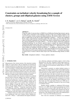 Constraints on Turbulent Velocity Broadening for a Sample of Clusters, Groups and Elliptical Galaxies Using XMM-Newton