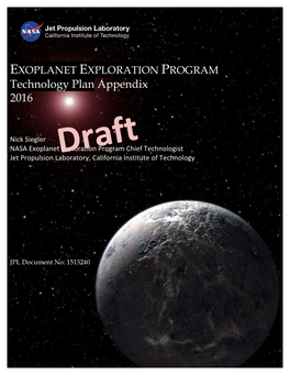 EXOPLANET EXPLORATION PROGRAM Technologyexoplanet Plan Exploappendixration Program 2016 Technology Plan
