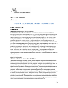 2012 Nsw Architecture Awards – Jury Citations