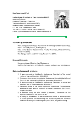 Academic Qualifications Research Interests Selected Research Projects