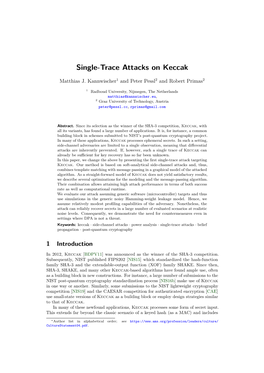 Single-Trace Attacks on Keccak