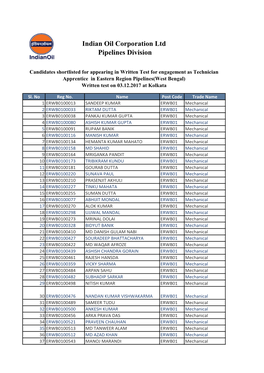 Indian Oil Corporation Ltd Pipelines Division