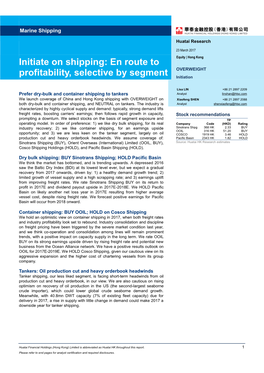 Initiate on Shipping: En Route to Profitability, Selective by Segment