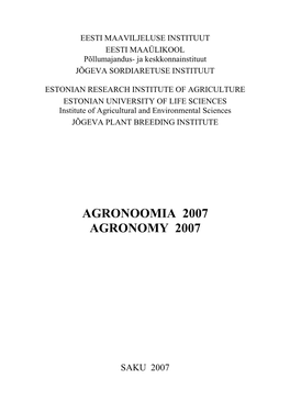 Agronoomia 2007 Agronomy 2007