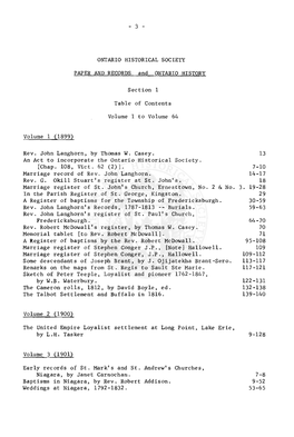 Table of Contents 1899-1972