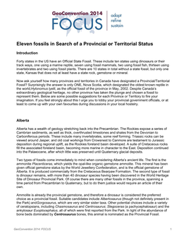 Eleven Fossils in Search of a Provincial Or Territorial Status