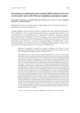 Karyological, Morphological and Ecological Differentiation of Sesleria Caerulea and S