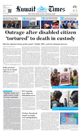 Outrage After Disabled Citizen 'Tortured' to Death in Custody