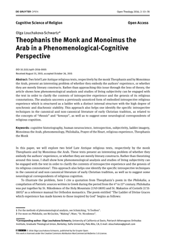 Theophanis the Monk and Monoimus the Arab in a Phenomenological-Cognitive Perspective