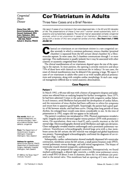 Cortriatriatum in Adults Disease Three New Cases and a Brief Review