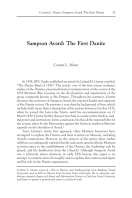 Sampson Avard: the First Danite