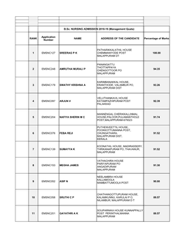 B.Sc. NURSING ADMISSION 2018-19 (Management Quata)