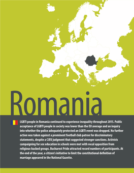 LGBTI People in Romania Continued to Experience Inequality Throughout 2015