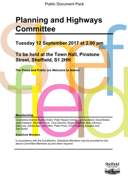 (Public Pack)Agenda Document for Planning and Highways Committee