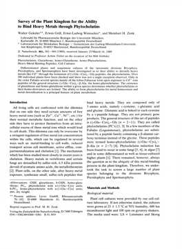 Survey of the Plant Kingdom for the Ability to Bind Heavy Metals Through Phytochelatins