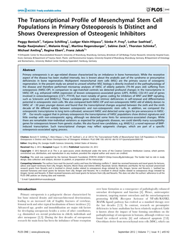 The Transcriptional Profile of Mesenchymal Stem Cell Populations in Primary Osteoporosis Is Distinct and Shows Overexpression of Osteogenic Inhibitors