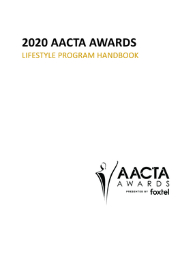 2020 Aacta Awards Lifestyle Program Handbook