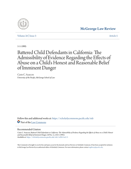 Battered Child Defendants in California: the Admissibility Of