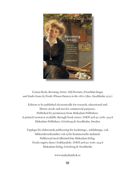 Becoming Artists: Self-Portraits, Friendship Images and Studio Scenes by Nordic Women Painters in the 1880S (Diss