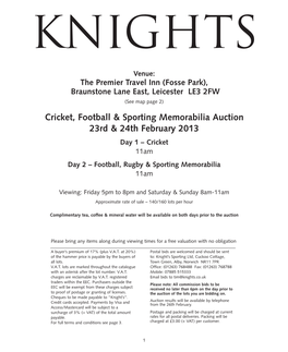 Cricket, Football & Sporting Memorabilia Auction 23Rd & 24Th