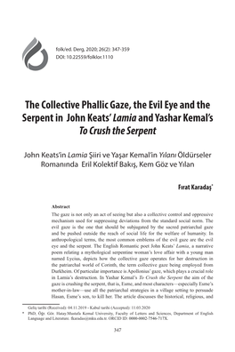 The Collective Phallic Gaze, the Evil Eye and the Serpent in John Keats’ Lamia and Yashar Kemal’S to Crush the Serpent