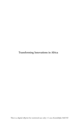 Transforming Innovations in Africa: Explorative Studies On