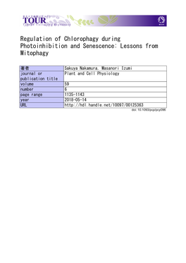 Regulation of Chlorophagy During Photoinhibition and Senescence: Lessons from Mitophagy