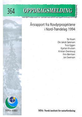 Årsrapport Fra Rovdyrprosjektene I Nord-Trøndelag 1994