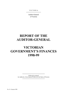Report of the Auditor-General on the Victorian Government's Finances