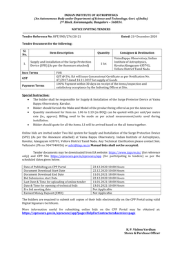 Supply and Installation of the Surge Protection Institute of Astrophysics, 1