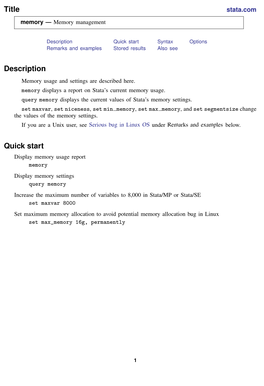 Memory — Memory Management