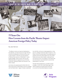 Legacy of the Pacific War: 75 Years Later August 2020