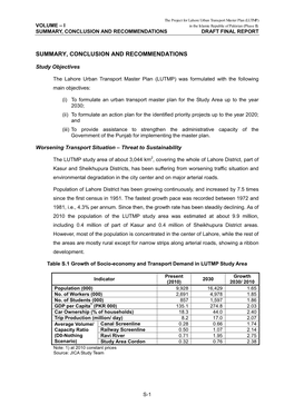 Summary, Conclusion and Recommendations Draft Final Report