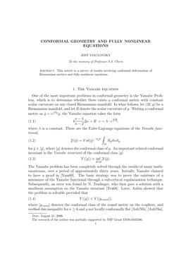 Conformal Geometry and Fully Nonlinear Equations 1